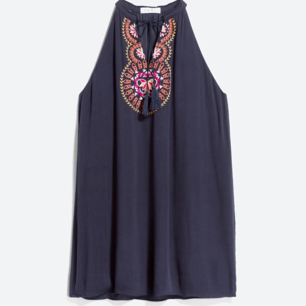 Navy Embroidered dress